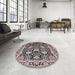 Round Machine Washable Industrial Modern Bakers Brown Rug in a Office, wshurb1521