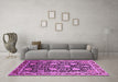 Machine Washable Oriental Pink Industrial Rug in a Living Room, wshurb1521pnk