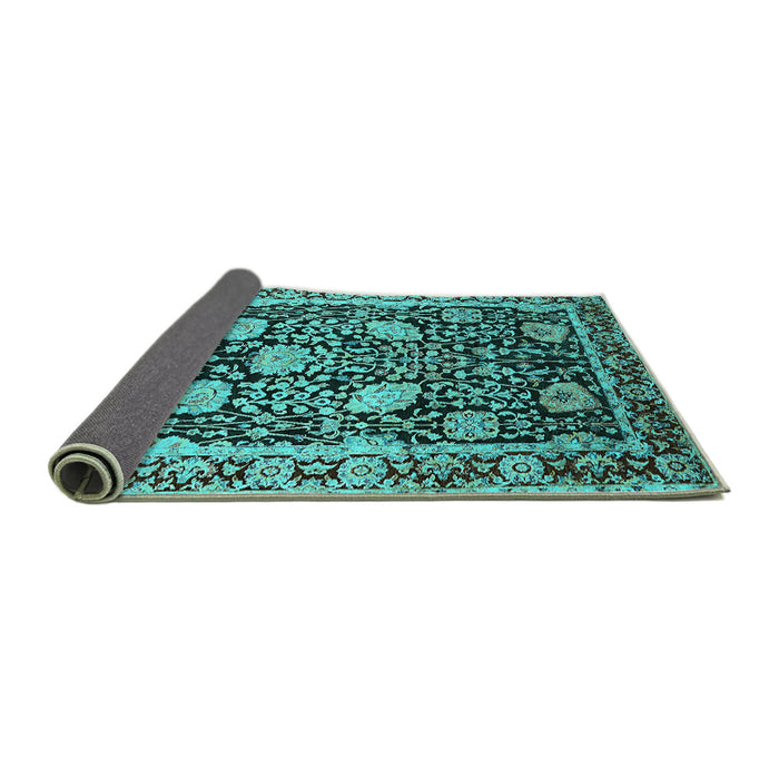 Sideview of Oriental Turquoise Industrial Rug, urb1521turq