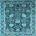 Square Machine Washable Oriental Light Blue Industrial Rug, wshurb1521lblu