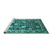 Sideview of Machine Washable Oriental Turquoise Industrial Area Rugs, wshurb1521turq