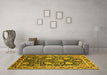 Machine Washable Oriental Yellow Industrial Rug in a Living Room, wshurb1521yw