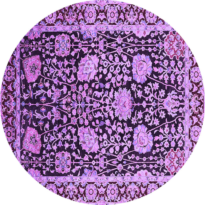 Round Machine Washable Oriental Purple Industrial Area Rugs, wshurb1521pur