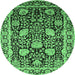 Round Oriental Emerald Green Industrial Rug, urb1521emgrn