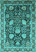 Machine Washable Oriental Turquoise Industrial Area Rugs, wshurb1521turq