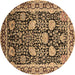 Round Machine Washable Oriental Brown Industrial Rug, wshurb1521brn