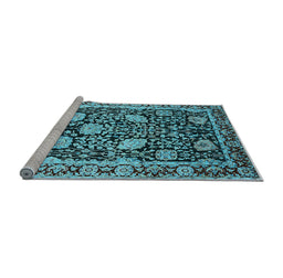 Sideview of Machine Washable Oriental Light Blue Industrial Rug, wshurb1521lblu