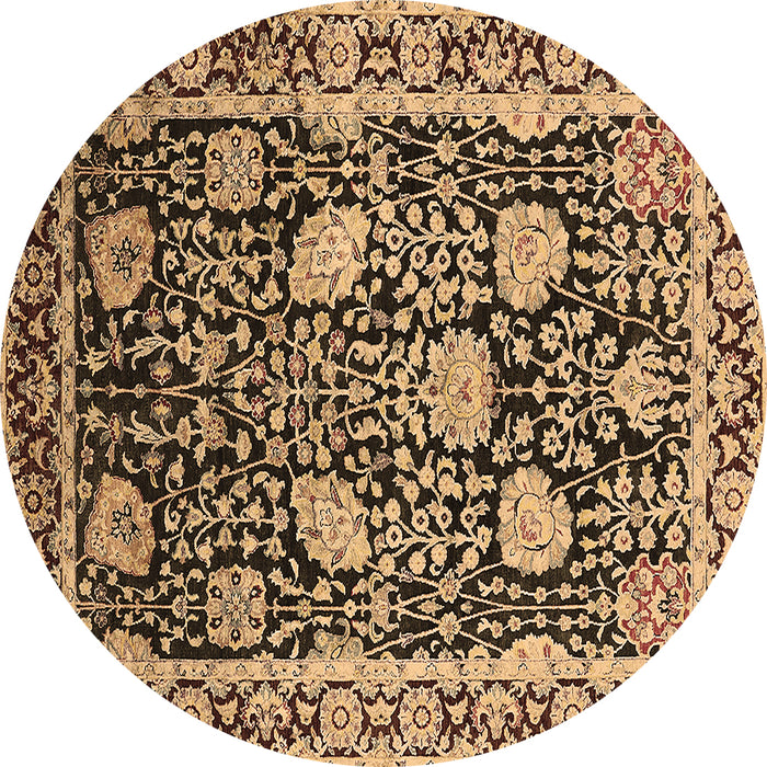 Round Oriental Brown Industrial Rug, urb1521brn