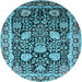 Round Oriental Light Blue Industrial Rug, urb1521lblu