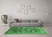 Machine Washable Oriental Emerald Green Industrial Area Rugs in a Living Room,, wshurb1521emgrn