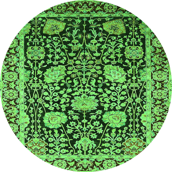 Round Oriental Green Industrial Rug, urb1521grn
