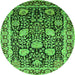 Round Oriental Green Industrial Rug, urb1521grn