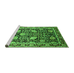 Sideview of Machine Washable Oriental Green Industrial Area Rugs, wshurb1521grn