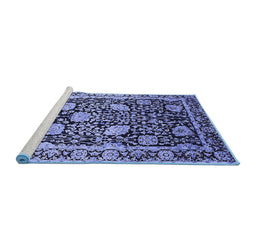 Sideview of Machine Washable Oriental Blue Industrial Rug, wshurb1521blu
