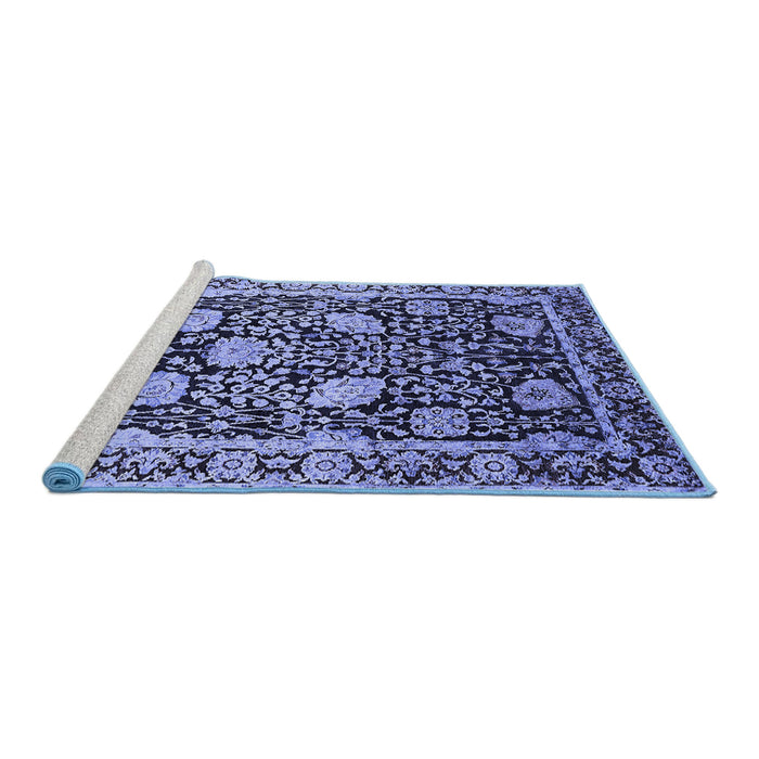 Sideview of Machine Washable Oriental Blue Industrial Rug, wshurb1521blu