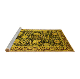 Sideview of Machine Washable Oriental Yellow Industrial Rug, wshurb1521yw