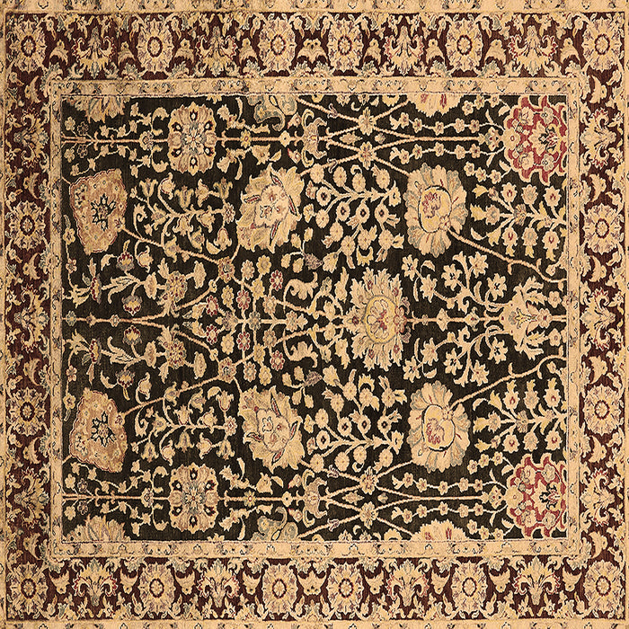 Square Machine Washable Oriental Brown Industrial Rug, wshurb1521brn