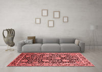 Machine Washable Oriental Red Industrial Rug, wshurb1521red