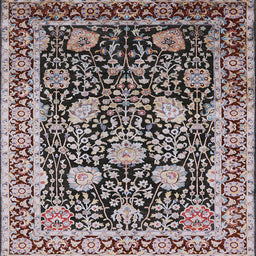 Square Mid-Century Modern Bakers Brown Oriental Rug, urb1521