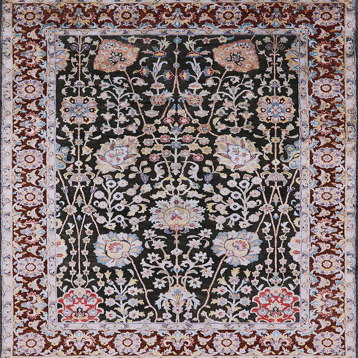 Square Mid-Century Modern Bakers Brown Oriental Rug, urb1521