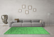 Machine Washable Oriental Emerald Green Industrial Area Rugs in a Living Room,, wshurb1522emgrn