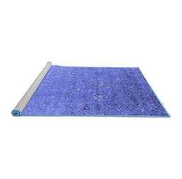 Sideview of Machine Washable Oriental Blue Industrial Rug, wshurb1522blu