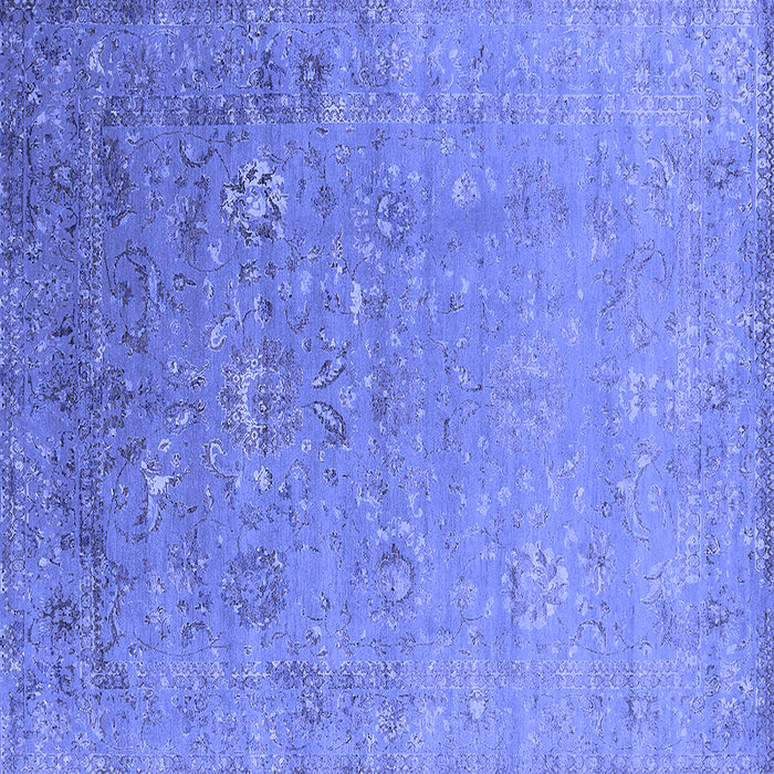 Square Machine Washable Oriental Blue Industrial Rug, wshurb1522blu