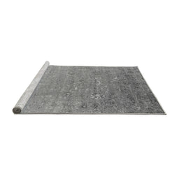 Sideview of Machine Washable Oriental Gray Industrial Rug, wshurb1522gry