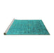 Sideview of Machine Washable Oriental Turquoise Industrial Area Rugs, wshurb1522turq