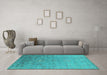 Machine Washable Oriental Turquoise Industrial Area Rugs in a Living Room,, wshurb1522turq