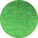 Round Oriental Green Industrial Rug, urb1522grn