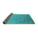 Sideview of Oriental Turquoise Industrial Rug, urb1522turq