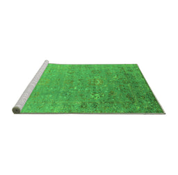 Sideview of Machine Washable Oriental Green Industrial Area Rugs, wshurb1522grn