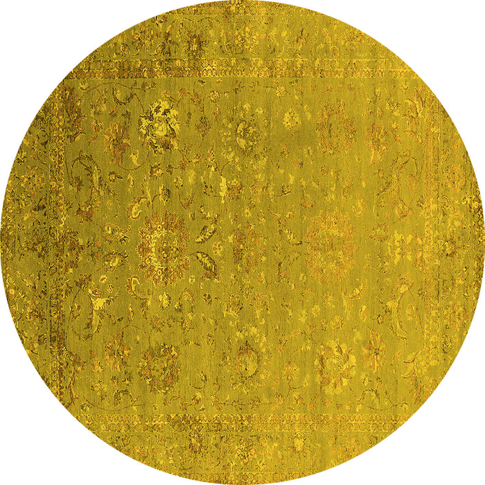 Round Oriental Yellow Industrial Rug, urb1522yw