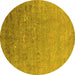 Round Oriental Yellow Industrial Rug, urb1522yw