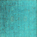 Square Oriental Turquoise Industrial Rug, urb1522turq