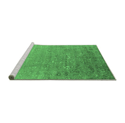 Sideview of Machine Washable Oriental Emerald Green Industrial Area Rugs, wshurb1522emgrn
