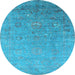 Round Oriental Light Blue Industrial Rug, urb1522lblu