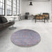 Round Machine Washable Industrial Modern French Lilac Purple Rug in a Office, wshurb1522