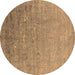 Round Oriental Brown Industrial Rug, urb1522brn