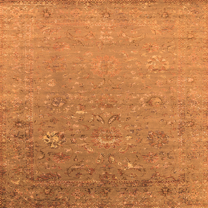 Square Machine Washable Oriental Orange Industrial Area Rugs, wshurb1522org