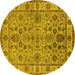 Round Oriental Yellow Industrial Rug, urb1523yw