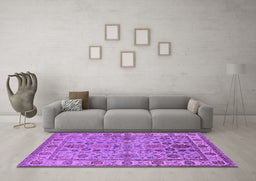 Machine Washable Oriental Purple Industrial Area Rugs in a Living Room, wshurb1523pur
