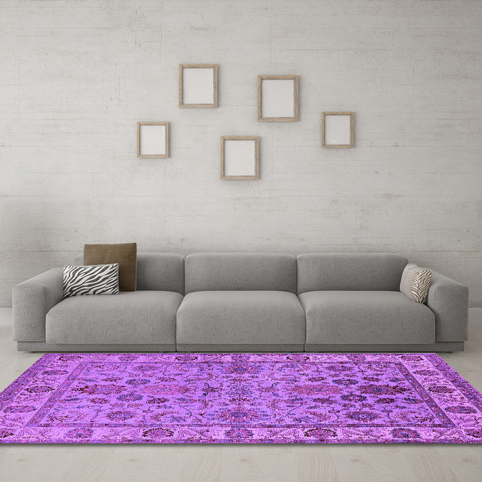 Machine Washable Oriental Purple Industrial Area Rugs in a Living Room, wshurb1523pur