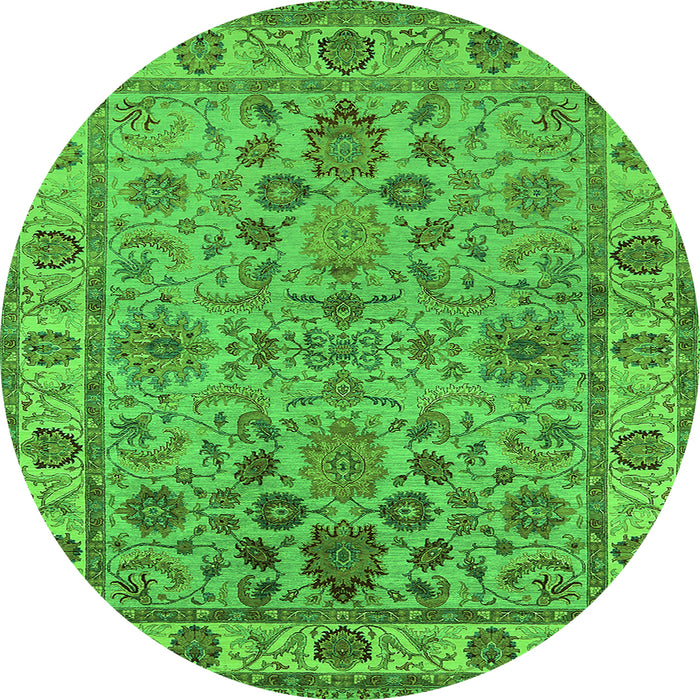 Round Oriental Green Industrial Rug, urb1523grn