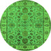 Round Oriental Green Industrial Rug, urb1523grn