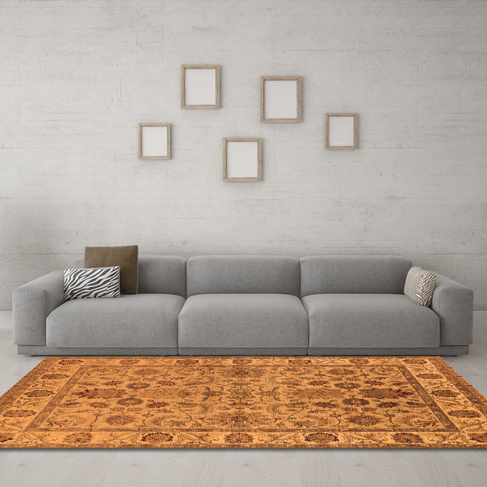 Machine Washable Oriental Orange Industrial Area Rugs in a Living Room, wshurb1523org