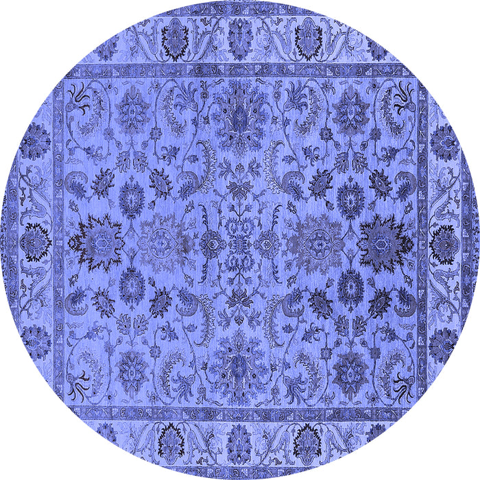 Round Oriental Blue Industrial Rug, urb1523blu