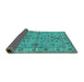 Sideview of Oriental Turquoise Industrial Rug, urb1523turq