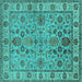 Square Oriental Turquoise Industrial Rug, urb1523turq